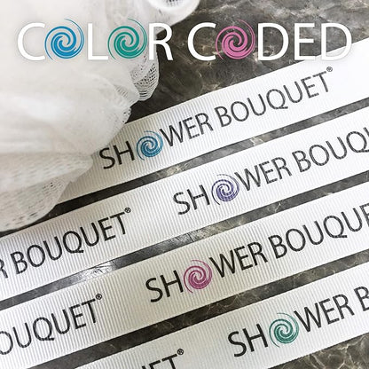 SHOWER BOUQUET Loofah Soft-White-Cloud XL Bath-Sponge 4-Pack // Extra Large 75g Mesh Loofa Lufa Pouf Set for Men and Women - Exfoliate with Big Gentle Cleanse Scrubber in Beauty Bathing Accessories