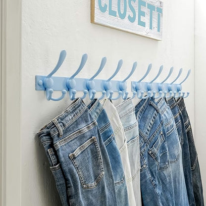 Dseap Coat Rack Wall Mount 2.0 Pro: Heavy Duty 300% Thicker, 16" Stud Mount, Stainless Steel Wall Coat Hooks Hanger for Clothes Jackets Hats Entryway Closet, MaxStrong Series, Blue