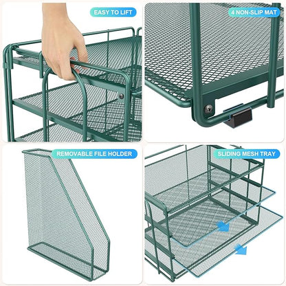 gianotter 4-Tier Paper Organizer With Magazine Holder, Desk Organizers and Accessories, Desk Accessories & Workspace Organizers, File Organizer for Office Supplies Storag (Green, 4-Tier)