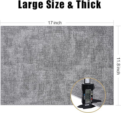 Homaxy Faux Leather Heat Resistant Placemats for Dining Table Set of 6, Waterproof Wipeable Washable PU Table Mats, Easy to Clean Anti-Slip Place Mats, 11.8" x 17", Black & White