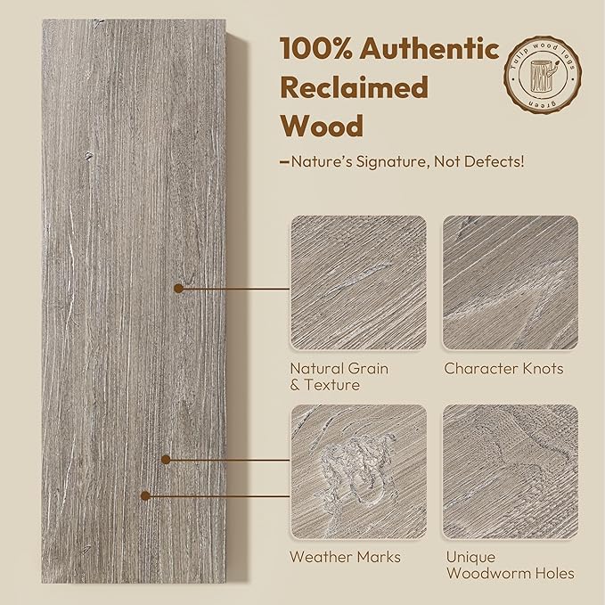 Vivelove Elm Wood Floating Shelves, Wooden Shelves for Wall with Invisible Bracket for Living Room Bedroom Bathroom Office Book, Rustic Farmhouse Decor Storage & Display, 48 Inch Set of 1- Grey