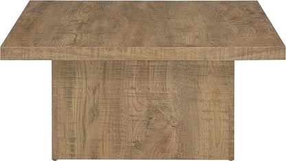 Coaster Home Furnishings Zetta Square Cocktail Living Room Coffee Table Engineered Eco-Friendly Wood Look Laminate Veneer Rustic Farmhouse Mango Brown 708068