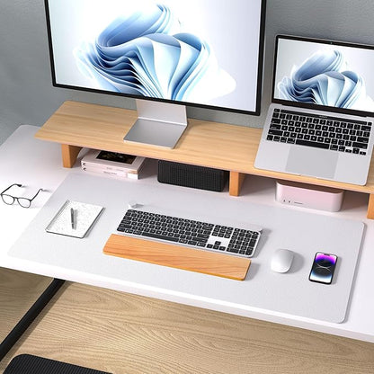 Aothia Large PU Leather Desk Pad Protector – Non-Slip Mouse Pad & Writing Mat for Office/Home, Waterproof, Easy to Clean (23.6" x 13.7", Pale Lavender White)