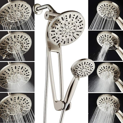 AquaDance High-Pressure 48-Mode 3-Way Shower Spa Combo with Adjustable 18-Inch Extension Arm, Brushed Nickel