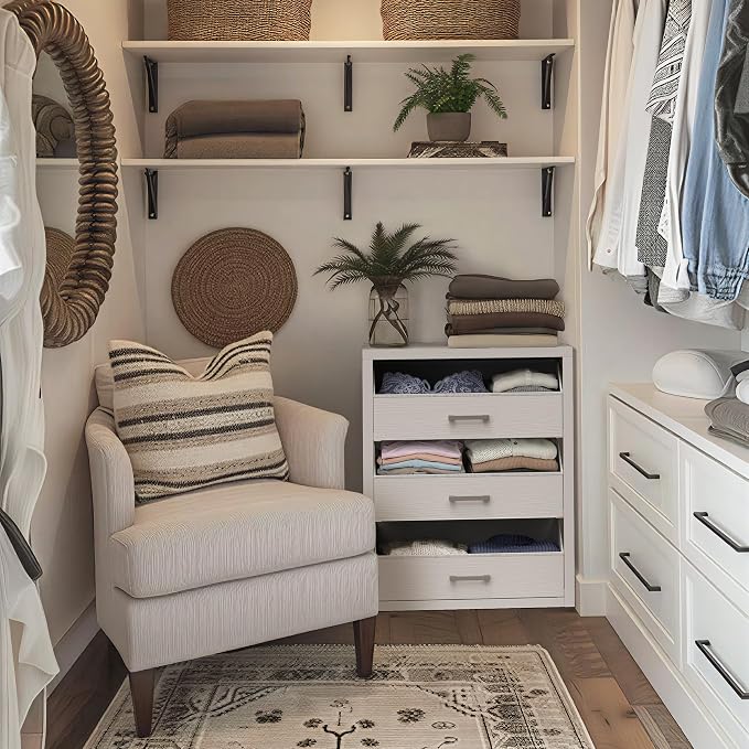 BOLUO Closet Drawers White Fabric 3 Drawer Small Dresser for Closet Organizers and Storage Bedroom Dorm Modern