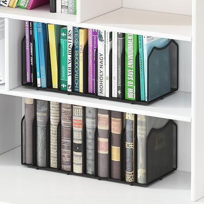 Simple Trending Mesh Desktop File Sorter Organizer, 5-Section Bookshelf for Desk Home Office, Black