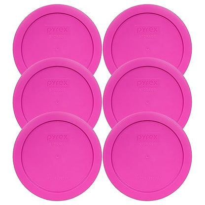 Pyrex 7201-PC 4 Cup Pink Food Storage Replacement Lids (6-Pack) - Made in USA