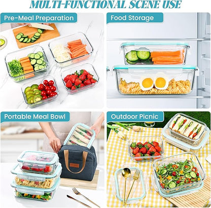 LOVYANXUE 4 Pack [78 oz & 36 oz] Large Glass Food Storage Containers with Lids, Glass Meal Prep Containers Set with Airtight Lids - BPA Free, Ideal for Food Storing/Serving, Microwave/Oven Safe