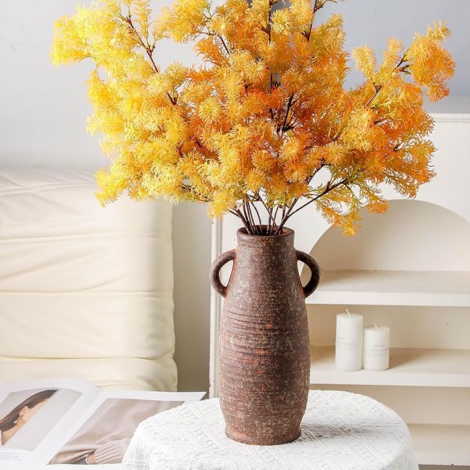 Ceramic Rustic Vase, 12.3 Inch Farmhouse Decorative Flower Vase for Home Decor, Rusty Vase for Living Room Bedroom Kitchen Office Decor Centerpiece Table Decorations