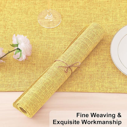 Homaxy Cloths Placemats for Dining Table Set of 8, Heat Resistant Washable Cotton Linen Blend Table Mats, Place Mats for Indoor Outdoor Party Kitchen Decoration, 13" x 19", Mustard Yellow