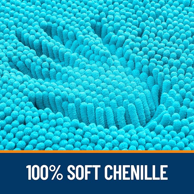 OLANLY Bathroom Runner Rugs 59x24, Soft Absorbent Chenille Bath Rugs, Rubber Backing Quick Dry, Machine Washable Long Bath Mats for Bathroom Floor, Tub and Shower, Home Decor Accessories, Aqua Sky