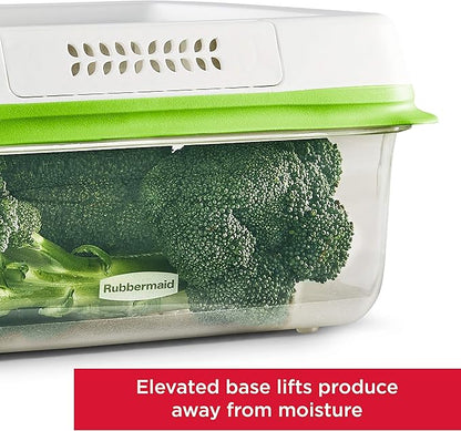 Rubbermaid 2114738 FreshWorks Saver, Medium Short Produce Storage Containers, 2-Pack, 4.6 Cup, Clear