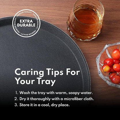 New Star Foodservice 24913 Non-Slip Tray, Plastic, Rubber Lined, Round, 11-inch, Black