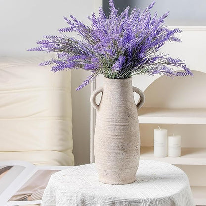 Ceramic Rustic Farmhouse Vase, Distressed Decorative 12 Inch Flower Vase for Home Decor, Ideal Shelf Decor, White Boho Vase for Living Room Bedroom Kitchen Office Decor Centerpiece Table Decorations