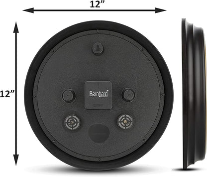 Bernhard Products Decorative Black Wall Clock 12 Inch Silent Non Ticking Battery Operated Vintage Elegant Retro Clocks for Living Room Decor, Kitchen Office Dining Room Bedroom School Classroom
