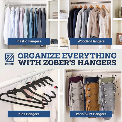 Zober Pants Hangers Non Slip - Open Ended Pants and Jean Hangers for Closet - Space Saving Clothes Hanger - Strong, Durable, Metal Pant Hangers (Black 2O Pack)