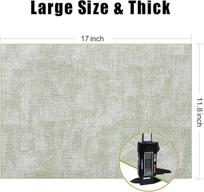 Homaxy Faux Leather Heat Resistant Placemats for Dining Table Set of 6, Waterproof Wipeable Washable PU Table Mats, Easy to Clean Anti-Slip Place Mats, 11.8" x 17", Grass Green