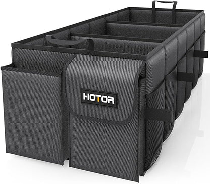HOTOR Trunk Organizer for Car - Car Organizer, Foldable Trunk organizer for SUVs & Sedans, Sturdy Organization for Car Accessories, Tools, Sundries, Black, 3 Compartments, 31.9"×12.6"×10.6"