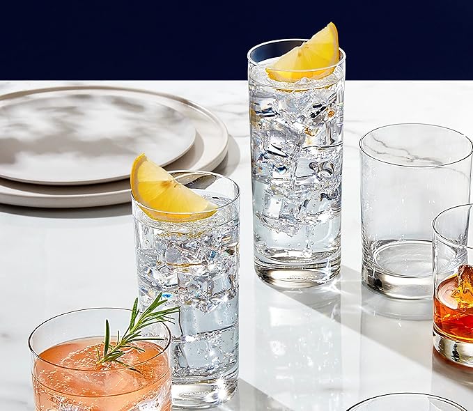 LEMONSODA Premium Highball 12oz/15oz Glass Sets - Elegant Tom Collins Glasses - Tall Water Drinking Glasses - Bar Glassware for Mojito, Whiskey, Cocktail (15oz, Set of 6)