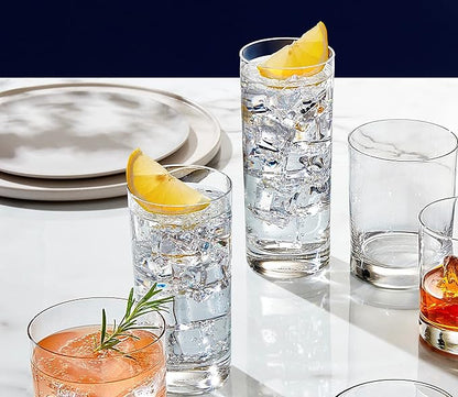 LEMONSODA Premium Highball 12oz/15oz Glass Sets - Elegant Tom Collins Glasses - Tall Water Drinking Glasses - Bar Glassware for Mojito, Whiskey, Cocktail (15oz, Set of 6)