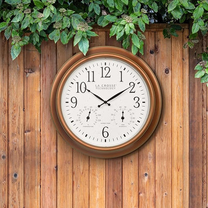 La Crosse Technology 404-59907-INT 18-inch Indoor/Outdoor Classic Antique Copper Atomic Analog Wall Clock