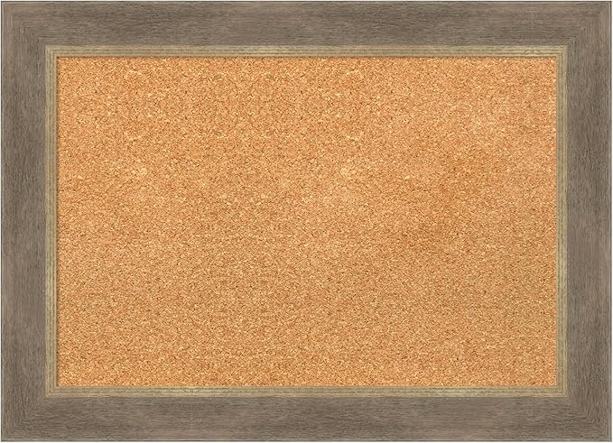 Amanti Art Natural Cork Board for Wall, 21x29 Vision Board with Brown Wood Frame, Medium Corkboard Office Decor for Home Organization, Coastal Corkboard Pinboard to display items for home organization