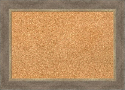 Amanti Art Natural Cork Board for Wall, 21x29 Vision Board with Brown Wood Frame, Medium Corkboard Office Decor for Home Organization, Coastal Corkboard Pinboard to display items for home organization