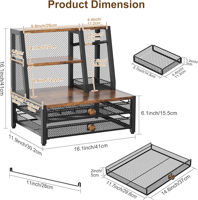TQVAI Coffee Bar Organizer, Maximize Small Countertop Space, 70 Standard Capsules Capacity with Sliding Pods Drawer, 4-Tier Coffee Station Organizer for Home Kitchen Office Commercial