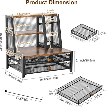 TQVAI Coffee Bar Organizer, Maximize Small Countertop Space, 70 Standard Capsules Capacity with Sliding Pods Drawer, 4-Tier Coffee Station Organizer for Home Kitchen Office Commercial