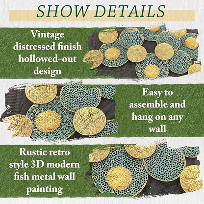 edaknez Large Metal Wall Art, Metal Flower Wall Decor for Living Room, 3D Stacked Leaves Wall Art Decor, Nautical Coastal Outdoor Indoor Wall Decor, Home Decoration (B 47 inch x 27 inch)