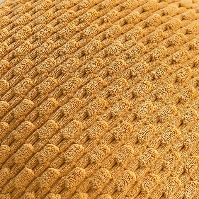 Set of 4 Mustard Yellow Decorative Throw Pillow Covers 22x22 Inch Corduroy Pillow Covers for Bed Couch Sofa Living Room Soft Square Cushion Cases