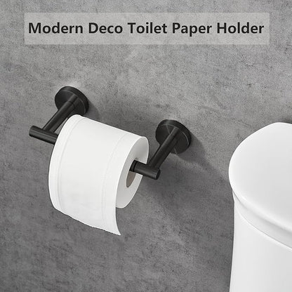 Toilet Paper Holder, Double Post Pivoting Design, Stainless Steel Rustproof Bathroom Tissue Holder, Wall Mount Fits Mega Rolls, for Home, RV, Commercial Bathroom Black