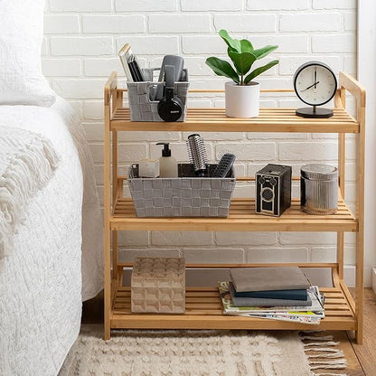 Simplify 2 Pack Small Woven Storage Shelf Basket | Organization | Bathroom | Accessories | Heather Grey