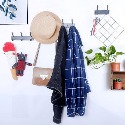 WEBI Coat Rack Wall Mounted,4 Coat Hooks for Hanging Coats,Heavy Duty Metal Hook Rack Hook Rail Coat Hanger Wall Mount for Clothes Entryway Jacket,C-CBG04,Black