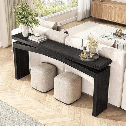 Black Console Tables for Entryway Living Mid-Century, Rectangular Sofa Tables Narrow Long Behind Couch, Wooden Entry Way Foyer Hallway Table for Home, Living Room, Apartment, Black