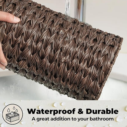 GRANNY SAYS Toilet Paper Storage Basket with Lid, Toilet Paper Holder Stand, Waterproof Organizer for Bathroom, Bathroom Baskets for 3 Mega Rolls, Brown