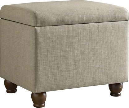 Spatial Order Home Decor | Upholstered MediumRectangular Storage Ottoman | Hinged Lid Ottoman with Storage for Living Room & Bedroom, Tan