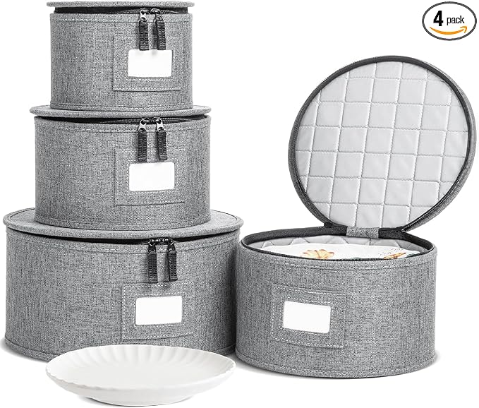 storageLAB China Storage Containers, Containers for Organizing, Hard Shell Case, Felt Plate Dividers, Moving Supplies, Storage Box, Wine, Dishes, Glasses Storage, Charger Plates Storage Containers