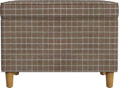Spatial Order Home Decor | Dinah Collection Modern Storage Ottoman | Ottoman with Storage for Living Room & Bedroom(Brown Windowpane Fabric)