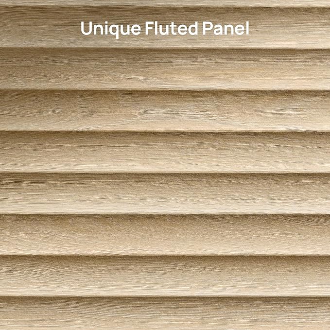 SICOTAS Fluted Sideboard Buffet Cabinet with Storage, Modern Credenza Storage Cabinet with 3 Larger Drawers, Mid Century Coffee Bar Table for Living Room Entryway Kitchen, Coastal Oak (2 PCS)