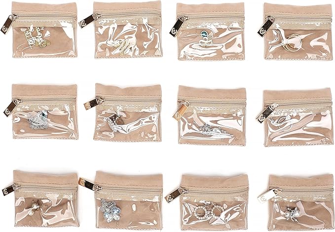Angelina's Palace Jewelry Organizer Case Bridesmaid Gifts Travel Bag Vegan Leather Box for Necklace Earring Bracelet Ring(light fawn)
