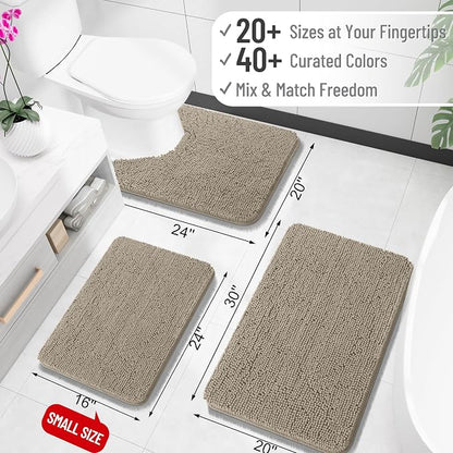 OLANLY Large Bathroom Rugs 40x32, Extra Soft Absorbent Chenille Bath Rugs, Rubber Backing Quick Dry, Machine Washable Bath Mats for Bathroom Floor, Tub and Shower, Home Decor Accessories, Warm Taupe