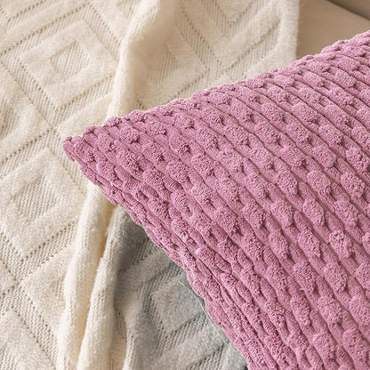 Set of 4 Pink Decorative Throw Pillow Covers 12x20 Inch Corduroy Pillow Covers for Bed Couch Sofa Living Room Soft Cushion Cases