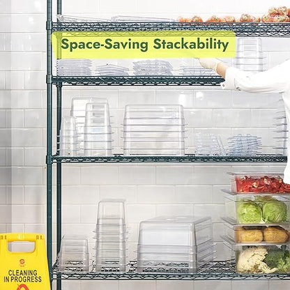 CURTA 6-Pack 1/6 Size 6" Deep NSF Polycarbonate Food Pans | Dishwasher & Freezer Safe Clear Container for Prep Tables, Buffet, Salad Bar, Commercial & Home Kitchen