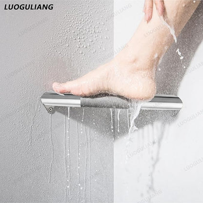 Shower Foot Rest Bar, Polished Chrome Corner Shower Foot Rest for Shaving Legs, Stainless Steel Wall Mounted Bathroom Shower Foot Step