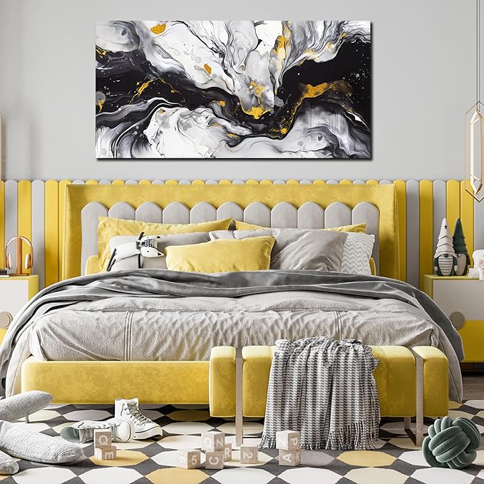 Alsingbago Large Abstract Canvas Wall Art for Living Room Bedroom Black and White Picture Ink and Wash Style Prints for Home Office Decoration Size 30x60 Ready to Hang