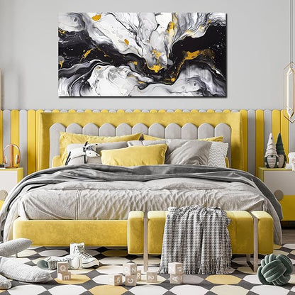 Alsingbago Large Abstract Canvas Wall Art for Living Room Bedroom Black and White Picture Ink and Wash Style Prints for Home Office Decoration Size 30x60 Ready to Hang