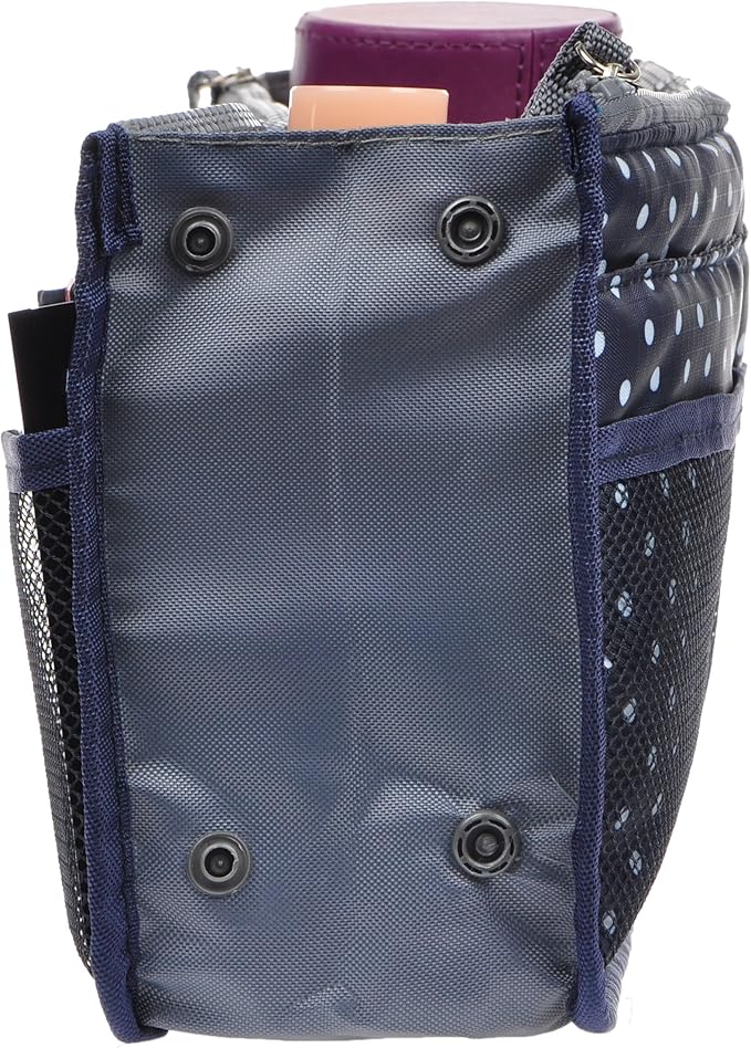 Vercord Purse Organizer Insert for Handbags Bag Organizers Inside Tote Pocketbook Women Nurse Nylon 13 Pockets Navy Blue Dot Large