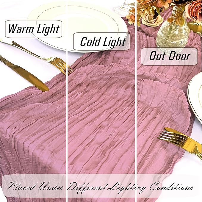 8 Pack Dusty Rose Cheesecloth Table Runner 22 x 108 inch Gauze Cheese Cloth Table Runner Bulk for Rustic Wedding Baby Shower Birthday Party Boho Table Decor
