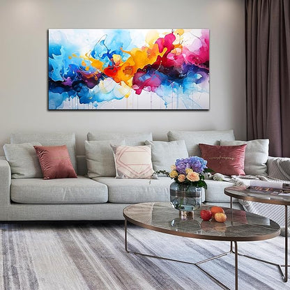 Alsingbago Colorful Abstract Canvas Wall Art for Living Room Bedroom Home Office Modern Wall Decor Blue Orange Pink Gray Abstract Picture Ready to Hang Size 30x60